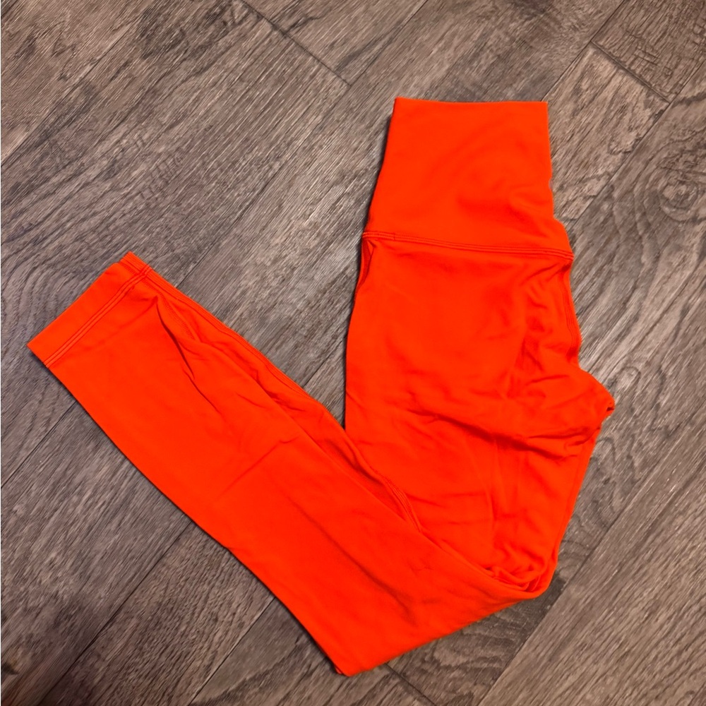 Lululemon Double Lined Orange High Rise   Leggings Ankle Length